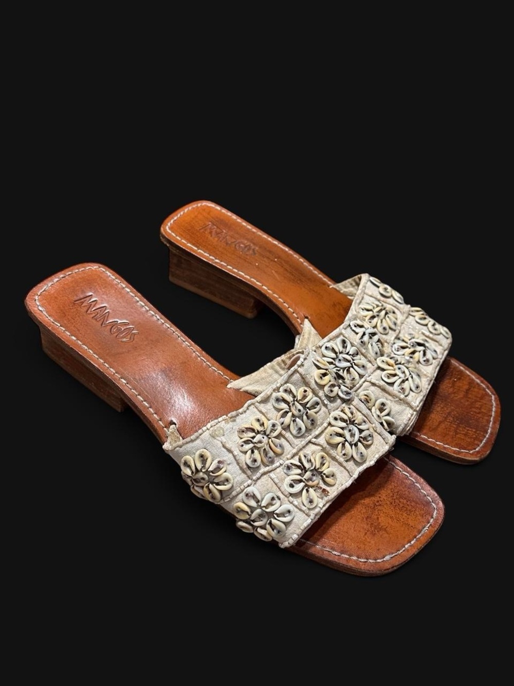 Mango Cream Shell Beach Wedge Slides